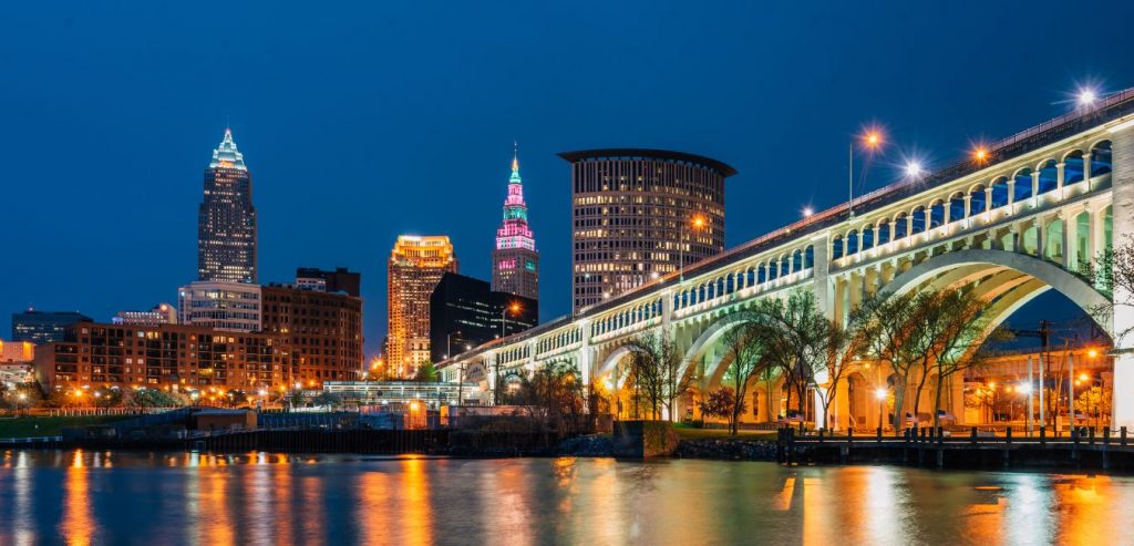 Cleveland Ohio's Detroit-Superior Bridge at night